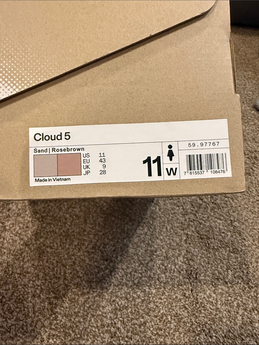 On Cloud Cloud 5 Sand/Rosebrown Sneakers - Picture 2 of 5